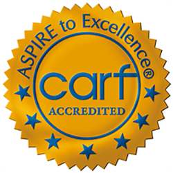 aspire to excellence carf accredited badge logo